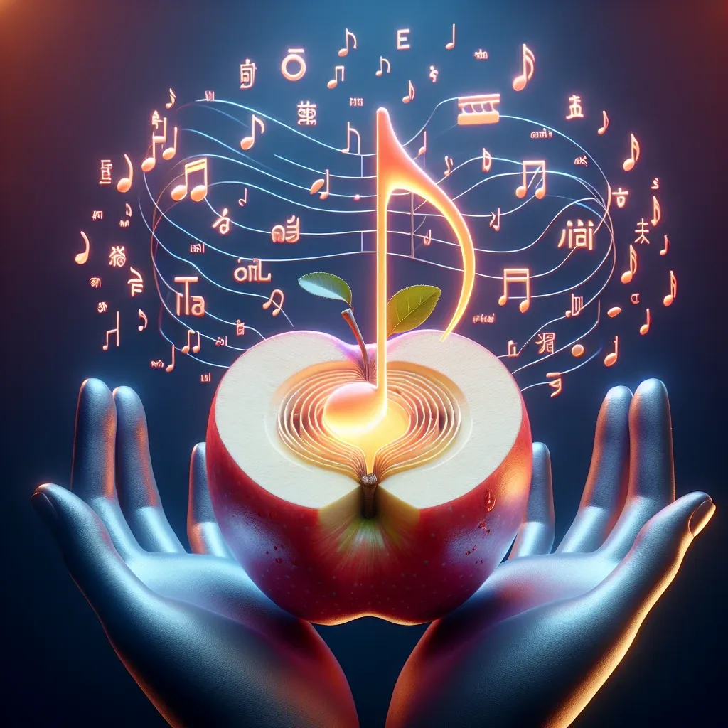 "Apple Music logo displayed with real-time lyric integration feature powered by AI translation, showcasing the enhanced user experience for music lovers."